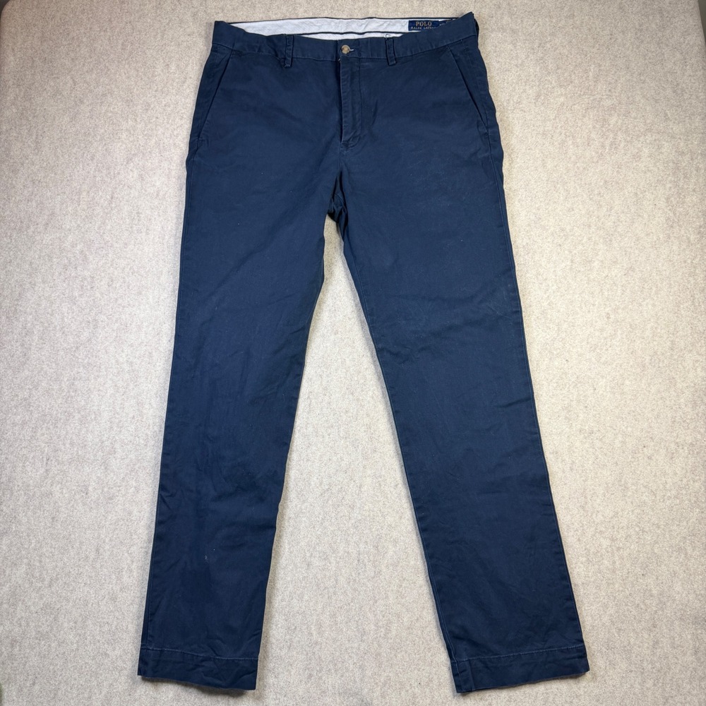 Polo Ralph Lauren Mens Stretch Straight Fit Chino Pants Navy Blue 35x32